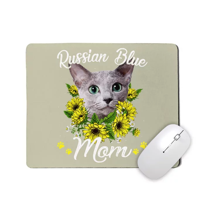 Funny Cat Mom Mothers Day Kitten Sunflower Russian Blue Mom Mousepad