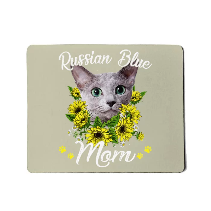 Funny Cat Mom Mothers Day Kitten Sunflower Russian Blue Mom Mousepad