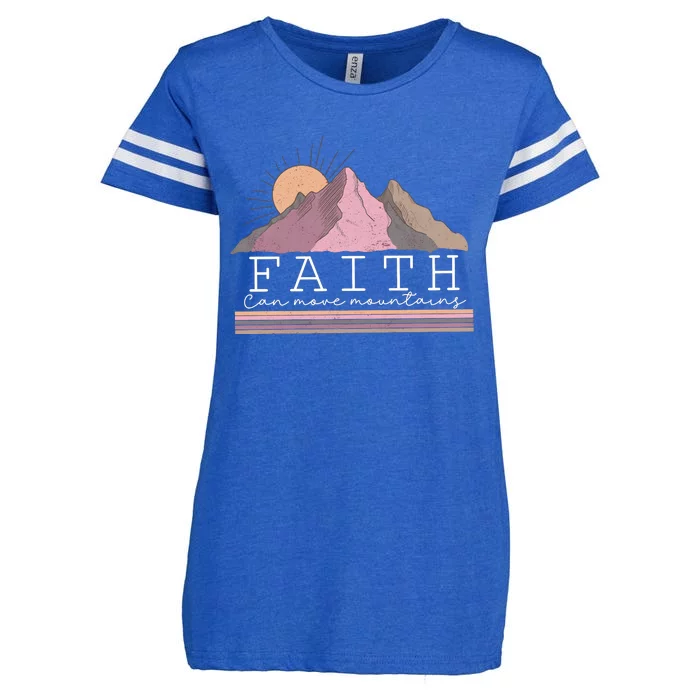 Faith Can Move Mountain Retro Vintage Enza Ladies Jersey Football T-Shirt