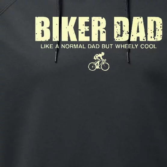 Funny Cycling Mountain Biking Biker Dad Performance Fleece Hoodie