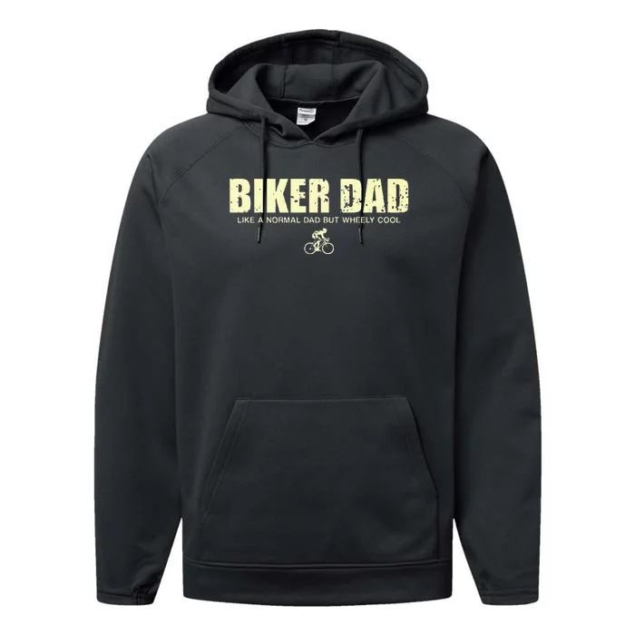 Funny Cycling Mountain Biking Biker Dad Performance Fleece Hoodie