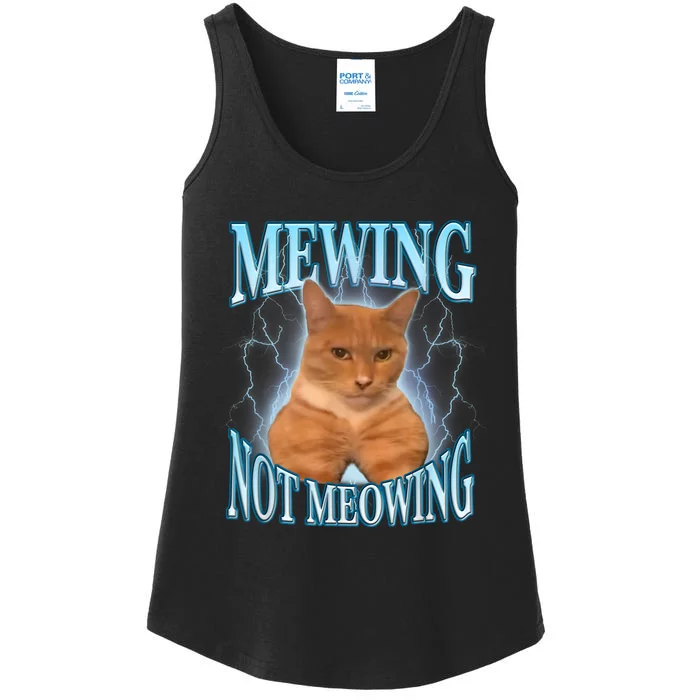 Funny Cat Meme Mewing Looksmax Meowing Cat Trend Ladies Essential Tank