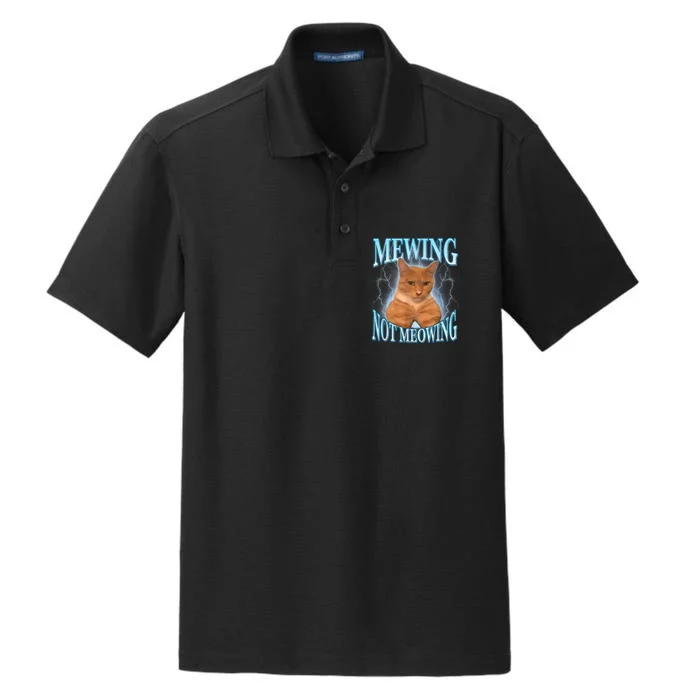 Funny Cat Meme Mewing Looksmax Meowing Cat Trend Dry Zone Grid Performance Polo