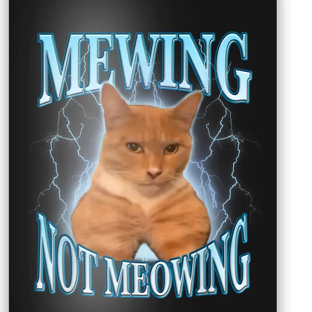 Funny Cat Meme Mewing Looksmax Meowing Cat Trend Poster