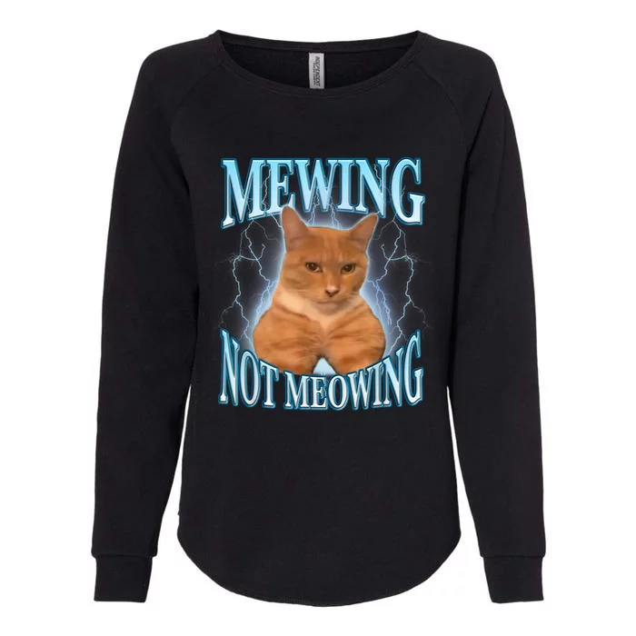 Funny Cat Meme Mewing Looksmax Meowing Cat Trend Womens California Wash Sweatshirt