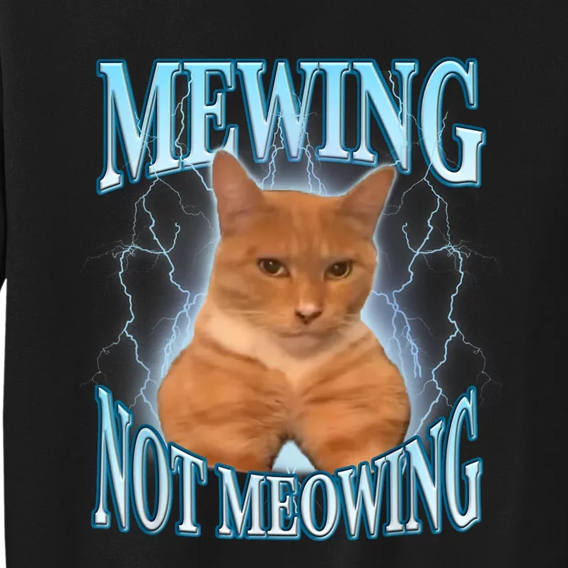 Funny Cat Meme Mewing Looksmax Meowing Cat Trend Tall Sweatshirt