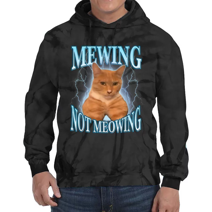 Funny Cat Meme Mewing Looksmax Meowing Cat Trend Tie Dye Hoodie