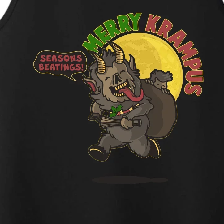 Funny Creepy Merry Krampus Seasons Beatings Performance Tank