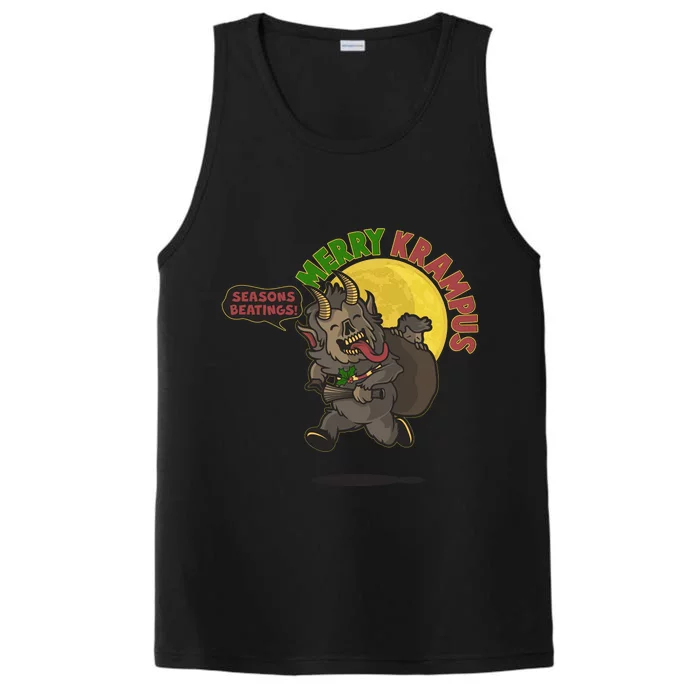 Funny Creepy Merry Krampus Seasons Beatings Performance Tank