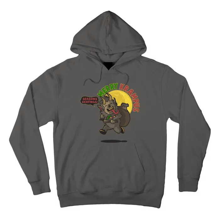 Funny Creepy Merry Krampus Seasons Beatings Hoodie