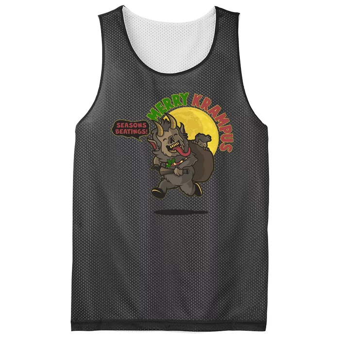 Funny Creepy Merry Krampus Seasons Beatings Mesh Reversible Basketball Jersey Tank