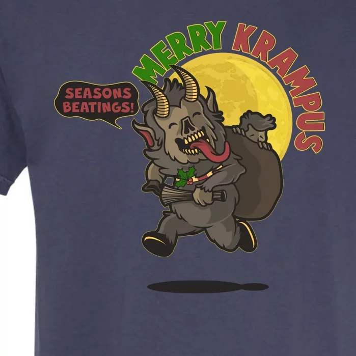 Funny Creepy Merry Krampus Seasons Beatings Garment-Dyed Heavyweight T-Shirt