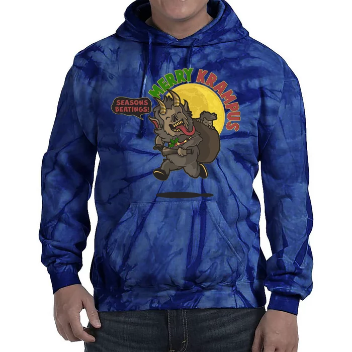 Funny Creepy Merry Krampus Seasons Beatings Tie Dye Hoodie