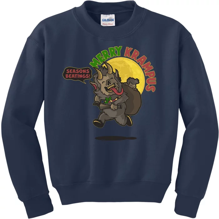 Funny Creepy Merry Krampus Seasons Beatings Kids Sweatshirt