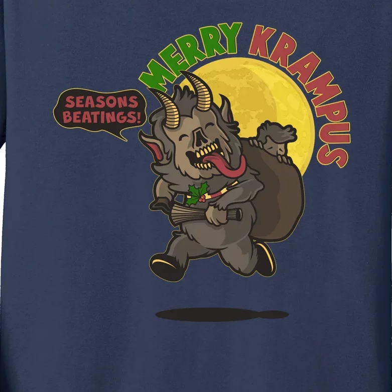 Funny Creepy Merry Krampus Seasons Beatings Kids Long Sleeve Shirt