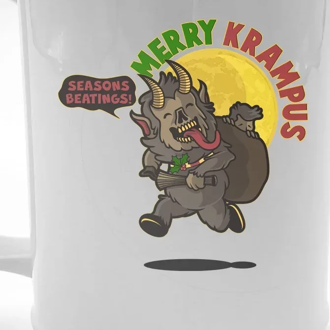 Funny Creepy Merry Krampus Seasons Beatings Front & Back Beer Stein