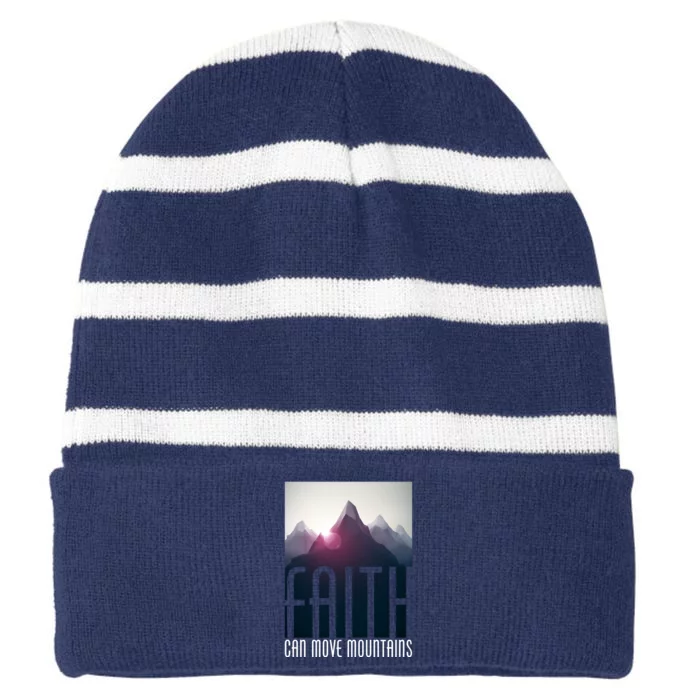 Faith Can Move Mountains Striped Beanie with Solid Band