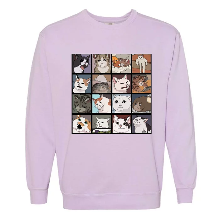 Funny Cats Meme Garment-Dyed Sweatshirt