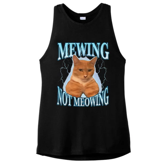 Funny Cat Meme Mewing Looksmax Meowing Cat Trend Ladies Tri-Blend Wicking Tank