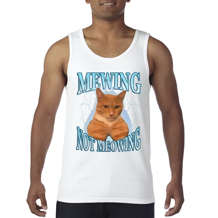 Funny Cat Meme Mewing Looksmax Meowing Cat Trend Tank Top