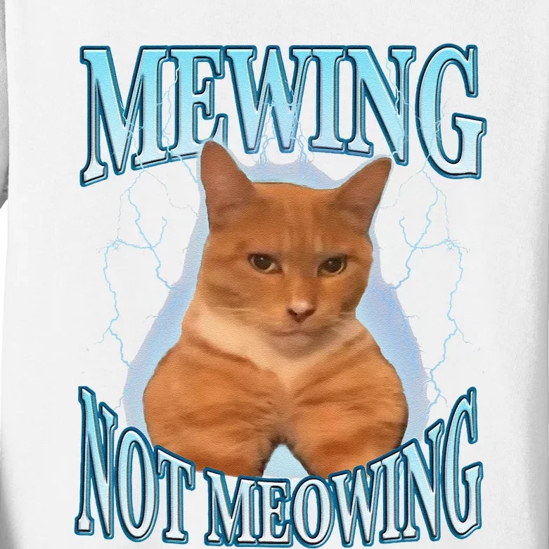 Funny Cat Meme Mewing Looksmax Meowing Cat Trend Kids Long Sleeve Shirt