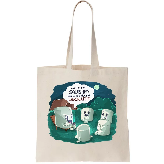 Funny Cute Marshmallow Scary Campfire Story SMores Gift Tote Bag