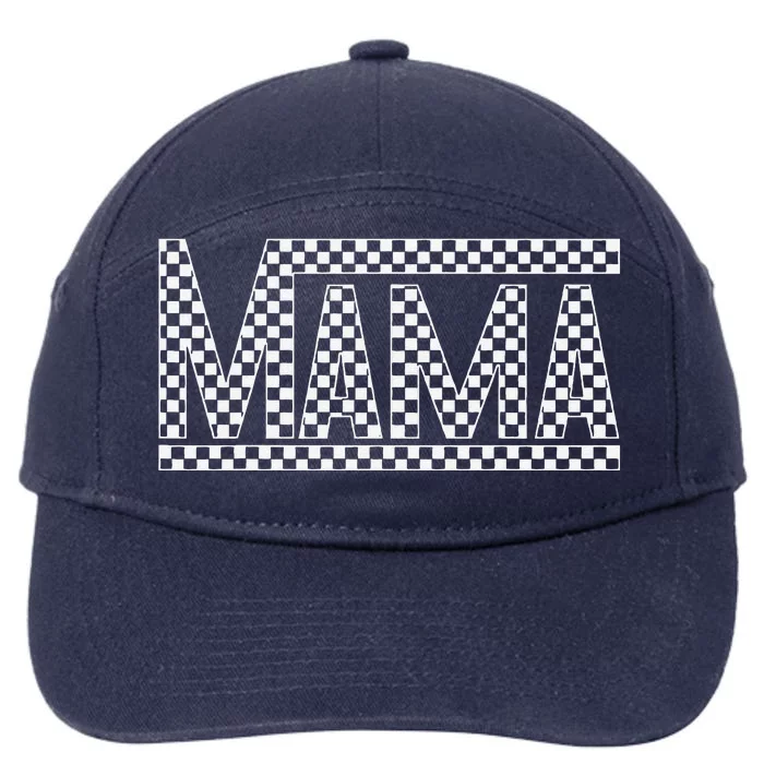 Funny Checkered Mama Black White Gift 7-Panel Snapback Hat