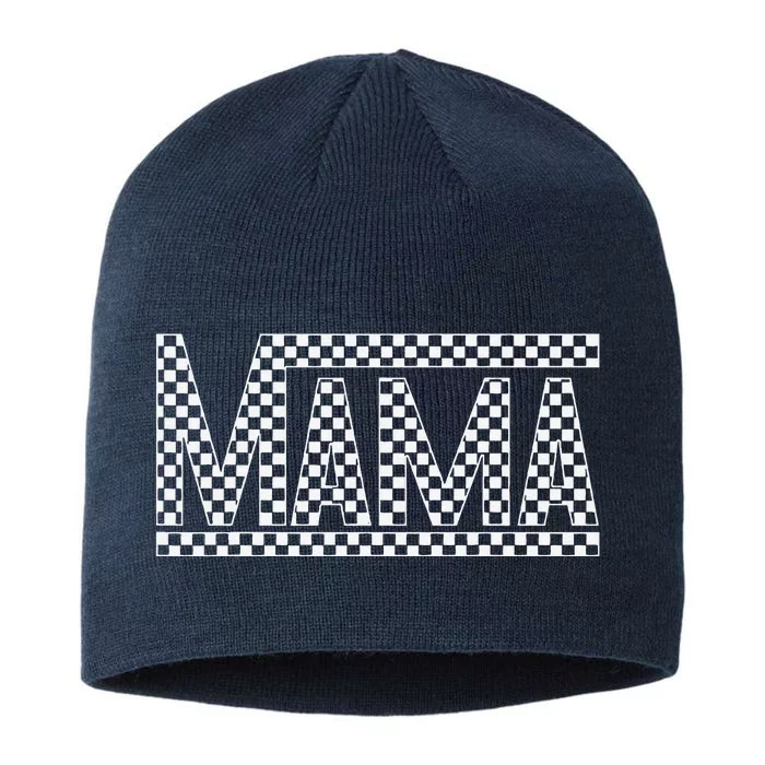 Funny Checkered Mama Black White Gift 8 1/2in Sustainable Knit Beanie