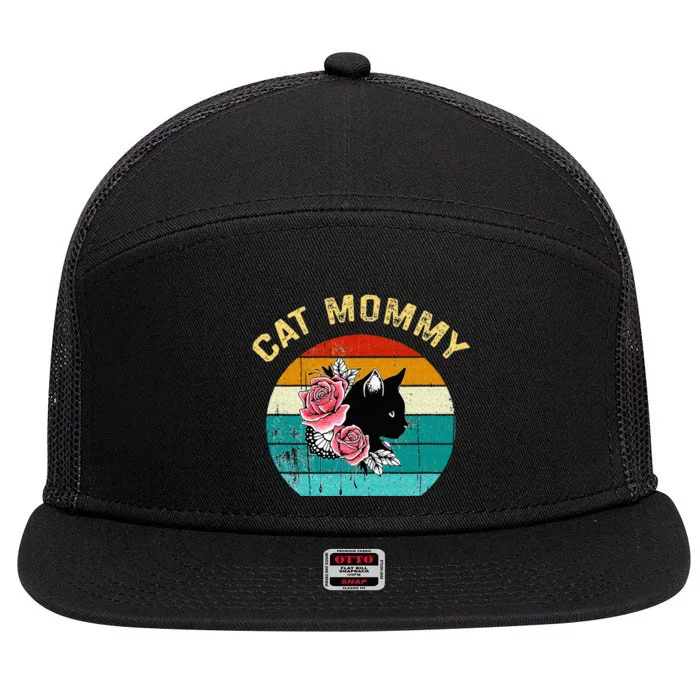 Funny Cat Mommy Cat Best Cat Mom Ever Meow With My Cat 7 Panel Mesh Trucker Snapback Hat