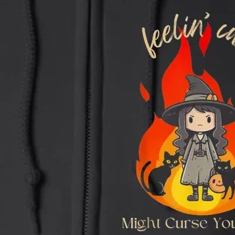 Feeling Cute Might Curse You Later Cute Witch Full Zip Hoodie