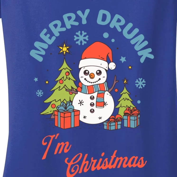 Funny Christmas Merry Drunk IM Christmas Gift Women's V-Neck T-Shirt