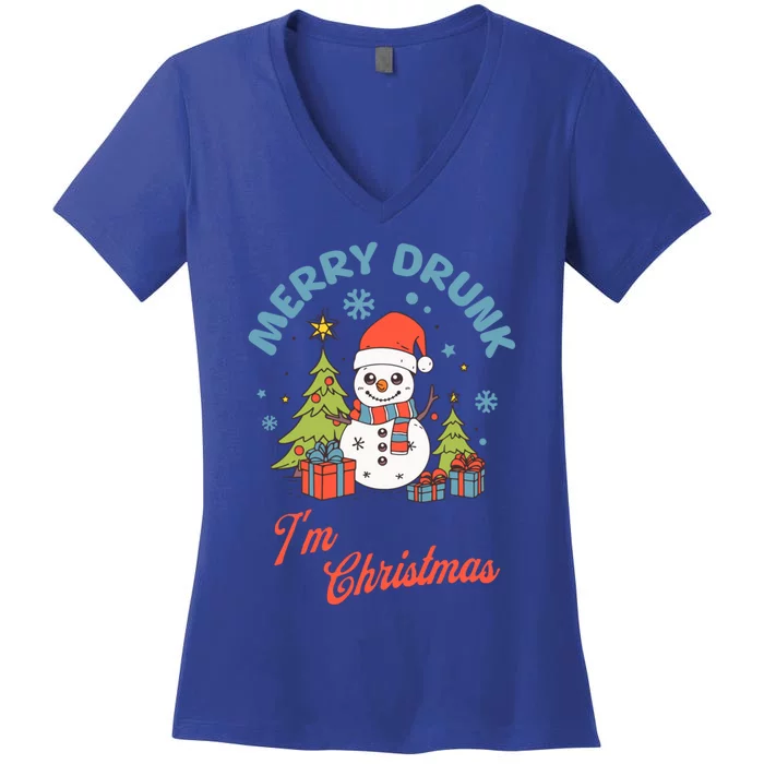 Funny Christmas Merry Drunk IM Christmas Gift Women's V-Neck T-Shirt