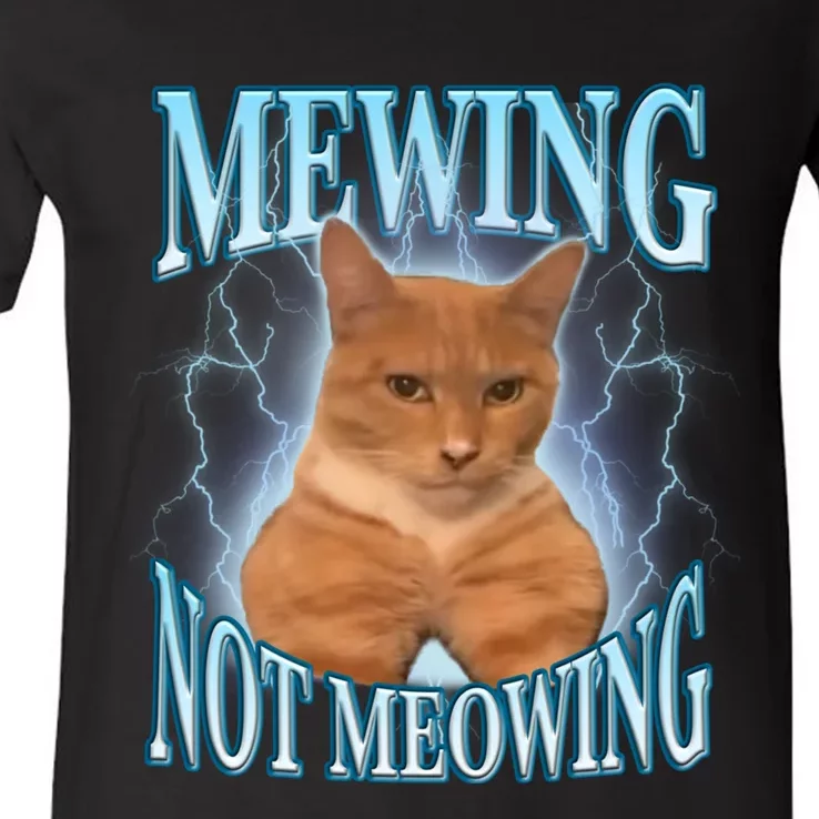 Funny Cat Meme With Meowing Looksmax Meowing Cat V-Neck T-Shirt