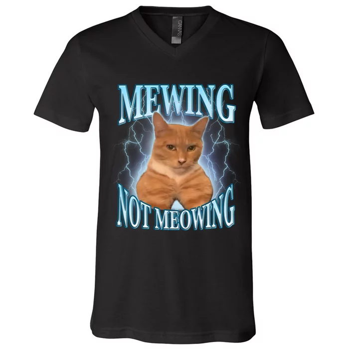 Funny Cat Meme With Meowing Looksmax Meowing Cat V-Neck T-Shirt