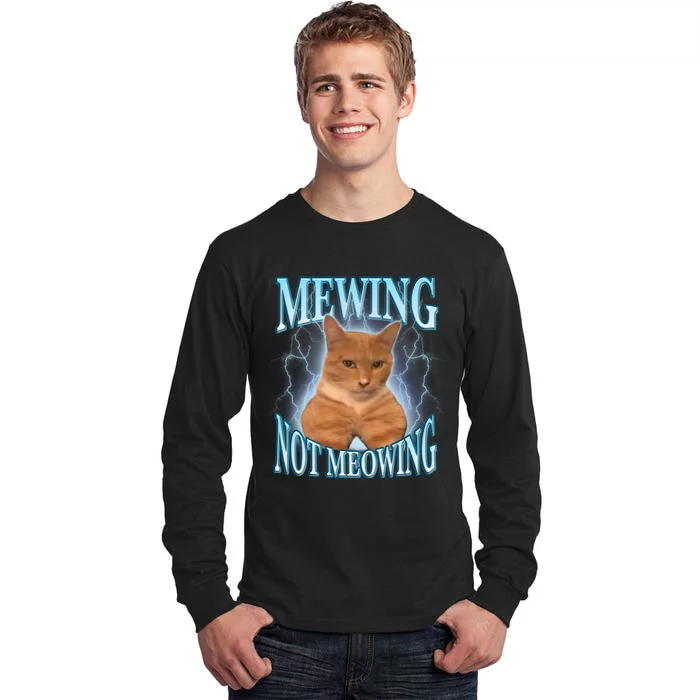 Funny Cat Meme With Meowing Looksmax Meowing Cat Tall Long Sleeve T-Shirt