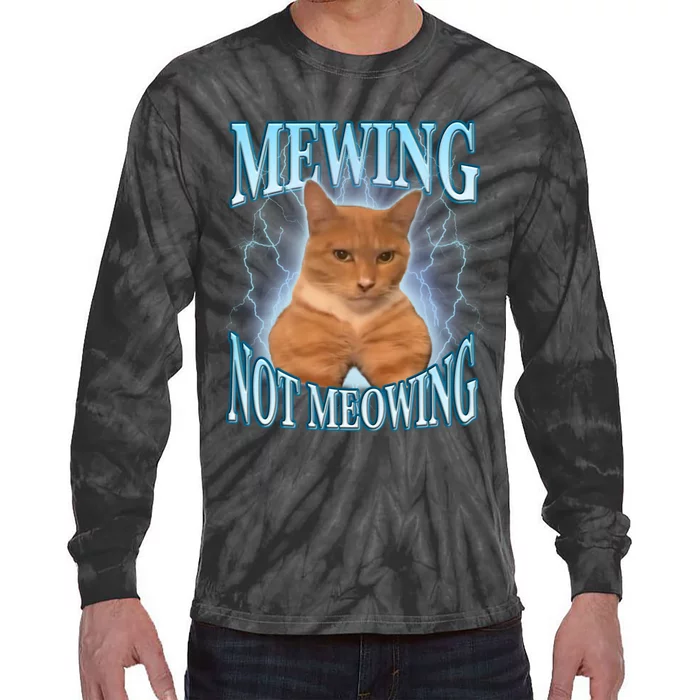 Funny Cat Meme With Meowing Looksmax Meowing Cat Tie-Dye Long Sleeve Shirt