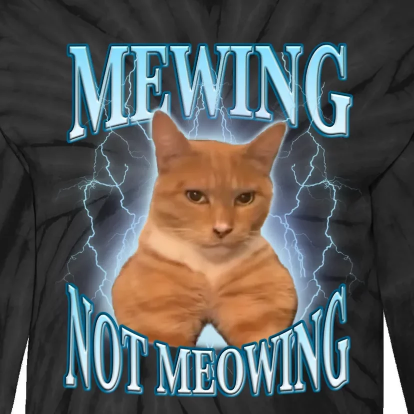 Funny Cat Meme With Meowing Looksmax Meowing Cat Tie-Dye Long Sleeve Shirt