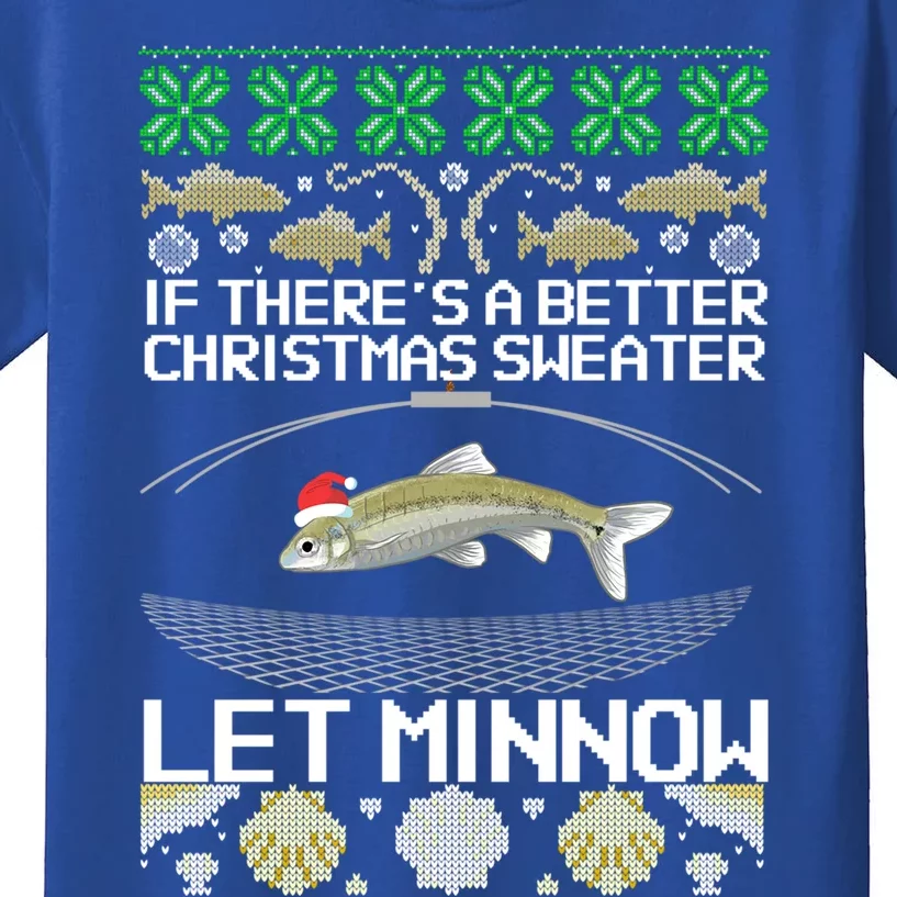 Funny Christmas Minnow Bait Fish Trap Angler Fishing Gift Kids T-Shirt