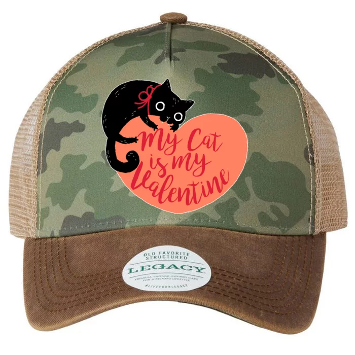 Funny Cute My Cat Is My Valentine Legacy Tie Dye Trucker Hat