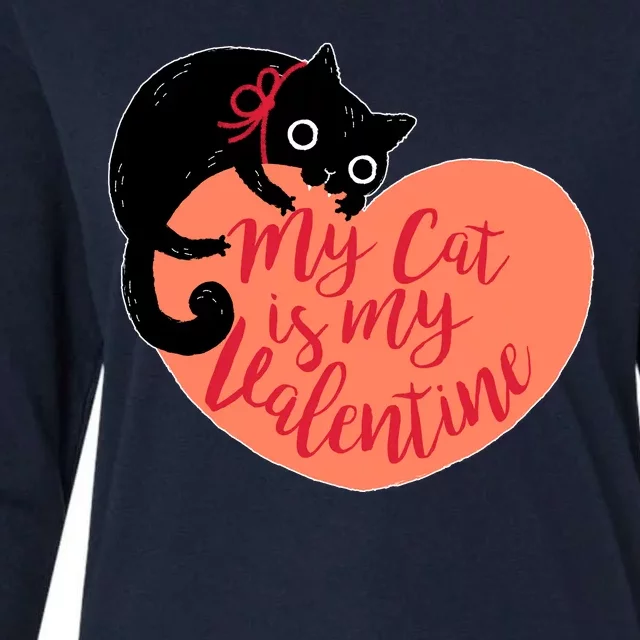 Funny Cute My Cat Is My Valentine Womens Cotton Relaxed Long Sleeve T-Shirt