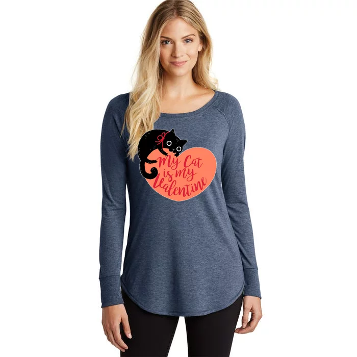 Funny Cute My Cat Is My Valentine Women's Perfect Tri Tunic Long Sleeve Shirt