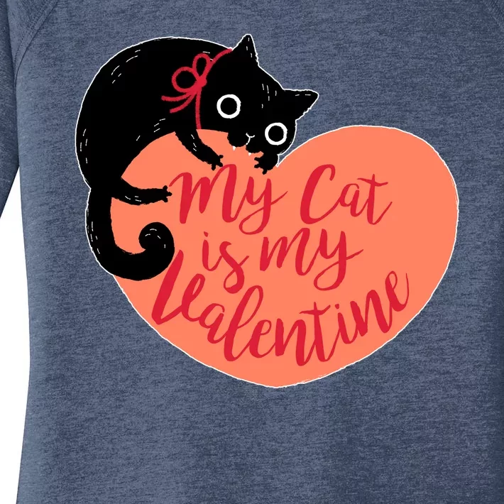 Funny Cute My Cat Is My Valentine Women's Perfect Tri Tunic Long Sleeve Shirt