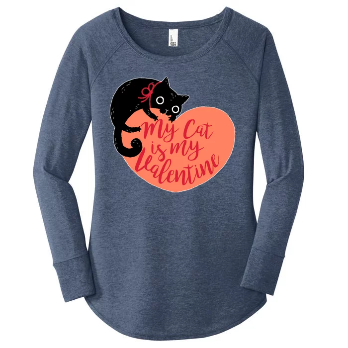 Funny Cute My Cat Is My Valentine Women's Perfect Tri Tunic Long Sleeve Shirt