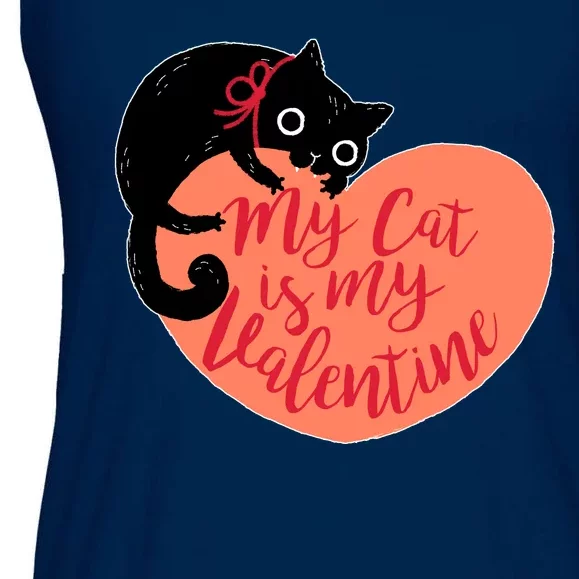 Funny Cute My Cat Is My Valentine Ladies Essential Flowy Tank