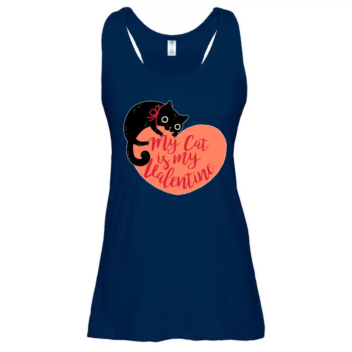 Funny Cute My Cat Is My Valentine Ladies Essential Flowy Tank