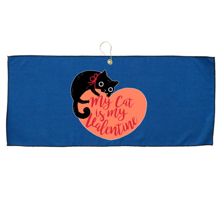 Funny Cute My Cat Is My Valentine Large Microfiber Waffle Golf Towel