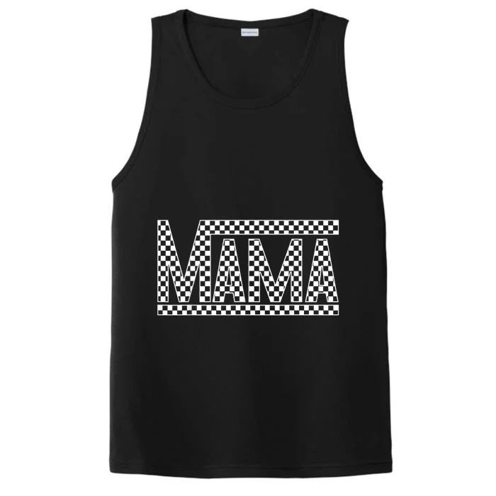 Funny Checkered Mama Black White Gift Women Performance Tank