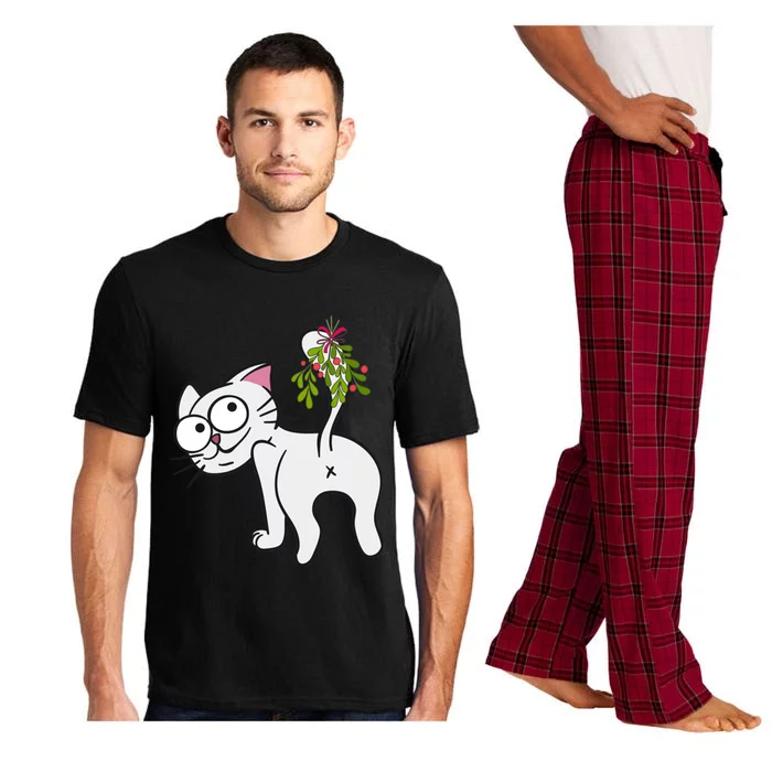 Funnychristmas Cat Mybuttmistletoe Meaningful Gift Pajama Set