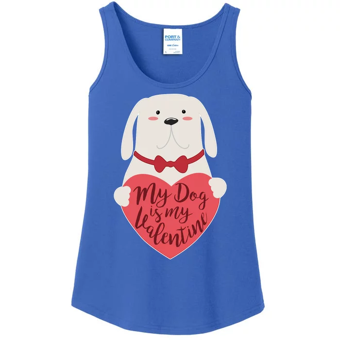 Funny Cute My Dog Is My Valentine Ladies Essential Tank