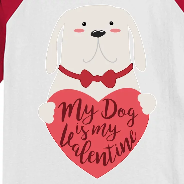 Funny Cute My Dog Is My Valentine Kids Colorblock Raglan Jersey